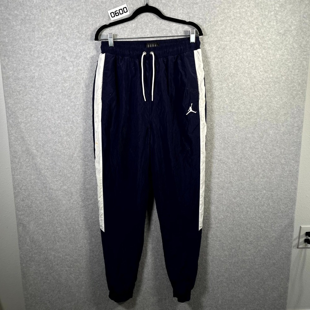 Air Jordan Track Pants Mens Medium Navy White‎ Stripes Nylon Mesh Lined Tapered